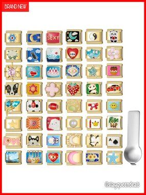 Stainless Steel DIY Italian Charm Bracelet Kit with 9 Charms & Tool